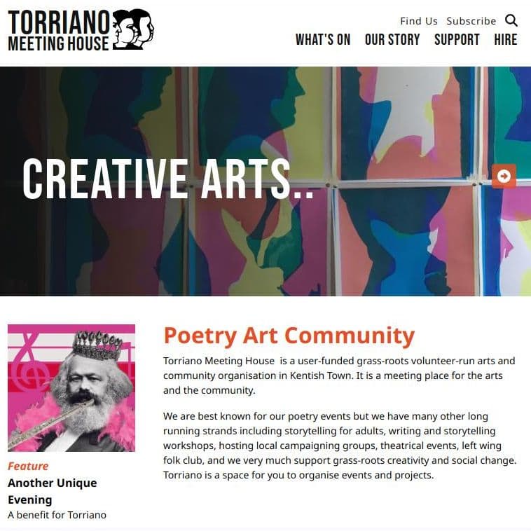 Jacob Daniel Web Developer Work for Torriano Meeting House